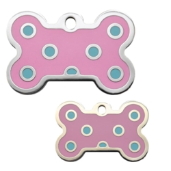 Ollipet hundetegn | Lyserød m. lyseblå prikker