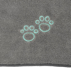 Microfiber håndklæde til hunde | Grå med potebroderi