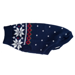 Marineblå vintersweater med snefnug