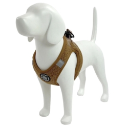 Plys hundesele i brun cognac farve er en step-in sele