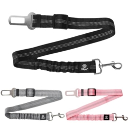 En smart sikkerhedssele med støddæmper så hunden ikke går løst rundt i bilen.