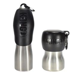 Elegant og praktisk drikkeflaske i rustfrit stål med karabinhage til nem fastgørelse