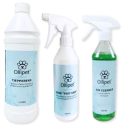 Med urinfjerner, air cleaner og tæpperens er dette sæt fra Ollipet perfekt til renlighedstræning af hvalpe