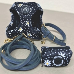 Flot matchende sele, line, halsbånd og hømhømposetaske til din hund