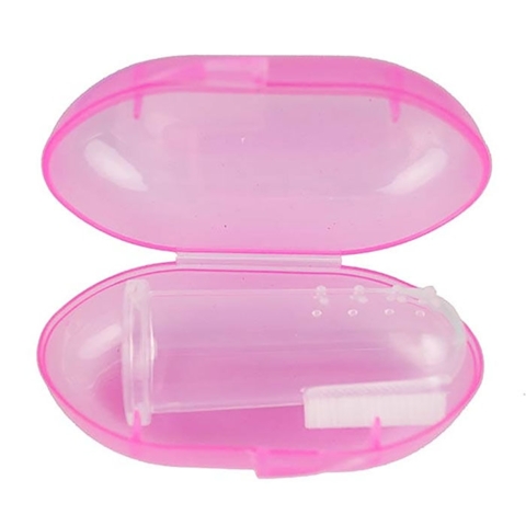 Silikone fingertandbørste til hunde | Med pink etui