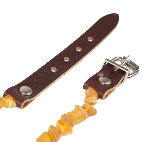 Ravhalsbånd mod utøj | Med læderspænde