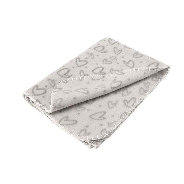 Hundetæppe i fleece | M. hjerter i grå