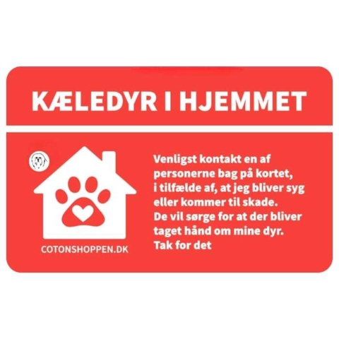 Redningskort kæledyr i hjemmet