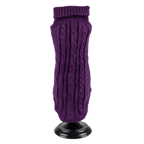 Hundesweater med snoet design i strik | Lilla