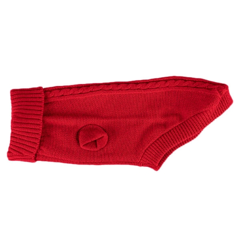 Hundesweater med snoet design i strik | Rød