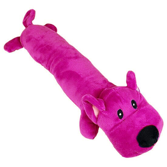 Aflang plyshund Karo i pink