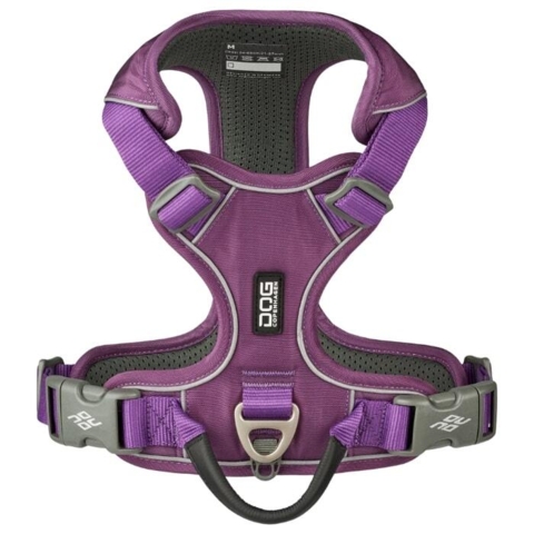 Smuds- og vandafvisende hundesele i flot lilla farve