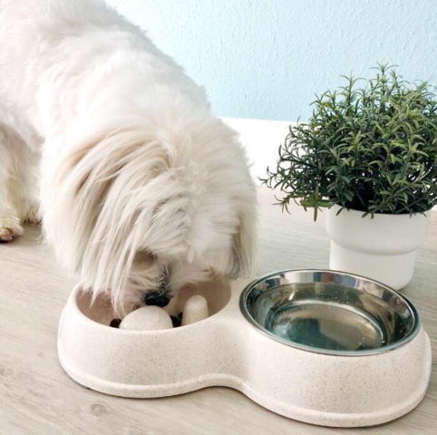 Bambus slow feeder skålsæt