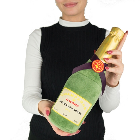 Plys Champagneflaske hundelegetøj I Medium