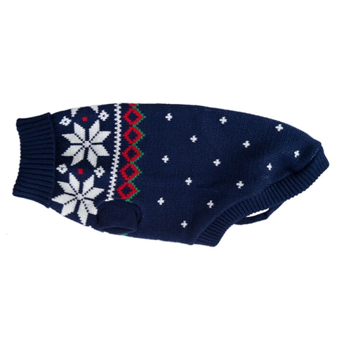 Marineblå vintersweater med snefnug