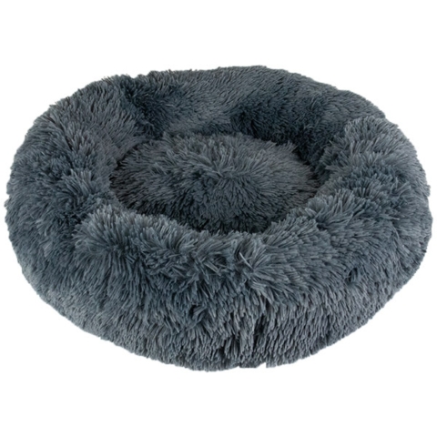 FLUFFY Donut hundeseng m. lynlås m. aftageligt betræk- Koksgrå