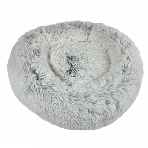 FLUFFY Donut hundeseng m. lynlåsHundekurv m. aftageligt betræk| Frossen hvid