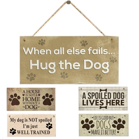 Træskilt med hundecitater