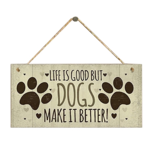 Træskilt med hundecitater