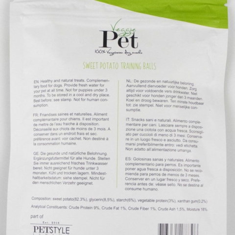 VeggiePet Sweet Potato Training Balls 100g | Info