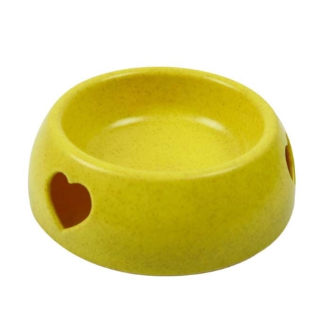 Ollipet madskål med hjerte I Gul