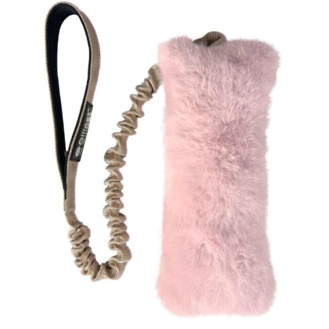 Ollipet Rabbit Tail Bungee hundelegetøj i flot lyserød og khaki farve. Denne er 80 cm