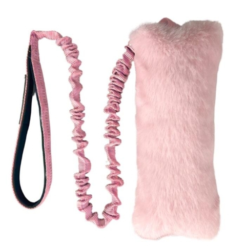 Sjovt trækkelegetøj til hunde i lækker gammelrosa farve. Denne er 100 cm