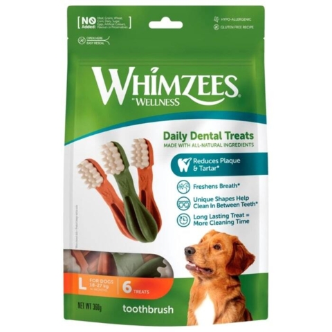 Hunde tandbørste nu som tyggeben. Perfekt til hunde der ikke er så glade for tandbørsten. Str L