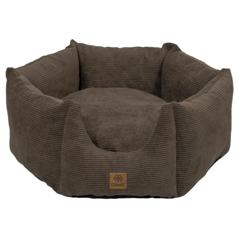 Flot brun hundeseng i lækkert fløjlstof.