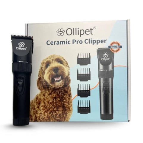 Ollipet Ceramic Pro Clipper er en hundetrimmer der er ledningsfri, støjsvag og ergonomisk.