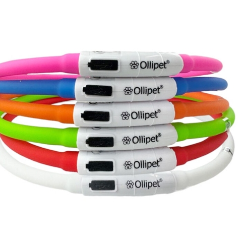 Ollipet Blinkende LED Halsbånd til hunde. Fås i flere farver så de passer til din hund.