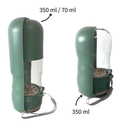 Smart drikkeflaske til hunde. Fås som 350 ml til vand eller 350 ml til vand samt et lille rum til godbidder