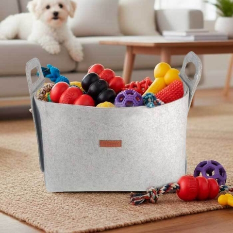Flot filtkurv til opbevaring af hundelegetøj - Leveres uden legetøj