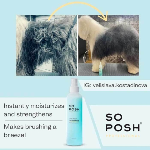 So Posh I'm Tangle Free Filtspray efterlader en smuk og glat pels