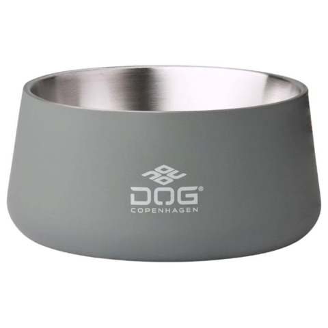 Flot grå mad- og vandskål til din hund. Passer ind i alle hjem.