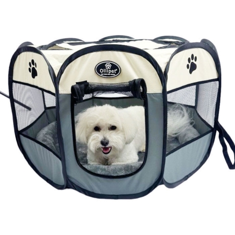 Ollipet Hvalpekravlegård i nylon med madras Obs: Madrassen på billedet er en tidligere variant. Den nye er lysegrå.