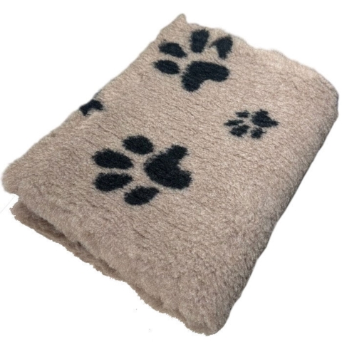 Populært vetbedding tæppe i khaki farve med sorte poter