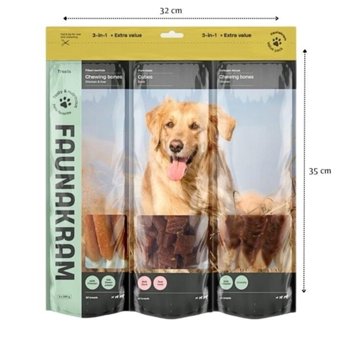 Lækre hundesnacks i pose med smart genluk funktion.