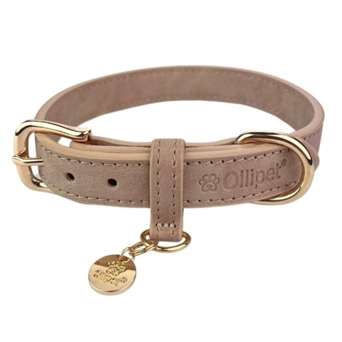 Ollipet luxor læder look hundehalsbånd i en flot lys rosa farve