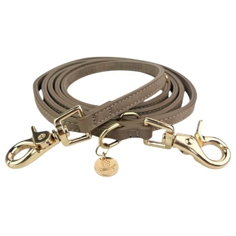 Smart justerbar hunde line fra Ollipet. Ses her i en lækker khaki farve