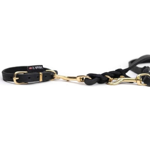 Ud over det fine halsbånd kan der tilkøbes den flot matchende læder hundesnor.