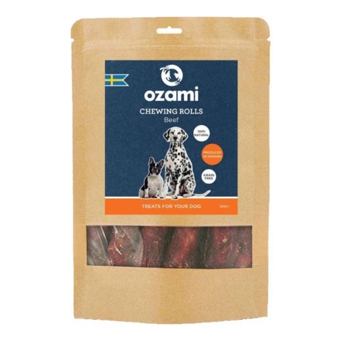 100% naturlige tyggeruller med lækker oksesmag til hunde