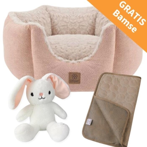 Det sødeste sovesæt til din hvalp med dejligt køleunderlag, hundeseng og en gratis bamse.