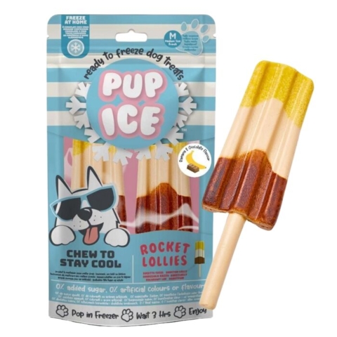 Pup Ice Raket is til hunde – frysbare snacks med banan og chokolade