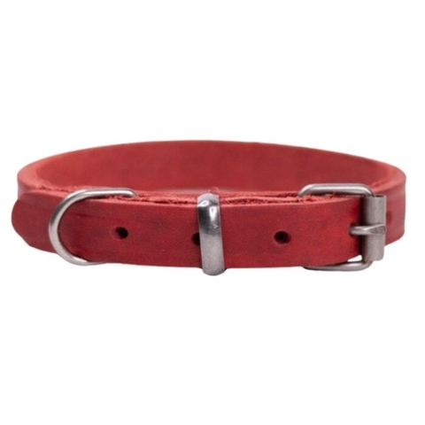 ET kvalitets halsbånd til hunde som er håndlavet og produceret i Europa. Ses her i farven rød.