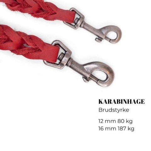 Justerbar hundesnor i lækkert læder. Her ses en oversigt over brudstykker.