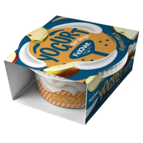 Fidovet Yogurt til hunde – æblesmag, sund og velsmagende.