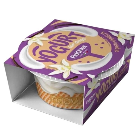 Fidovet Yogurt til hunde – vaniljesmag, cremet forkælelse.