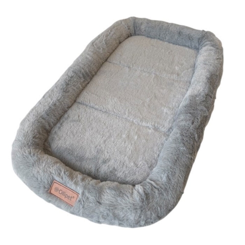 Denne smarte hundemadras i blød plys - Grå.