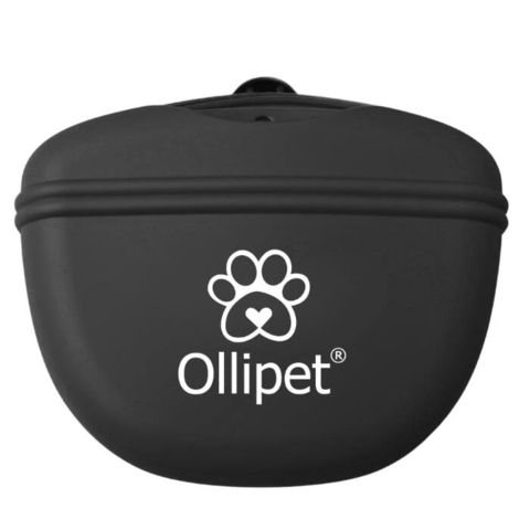 Ollipet Goodiebag Silikone | Magnetluk Sort - smart godbidstaske til hunde